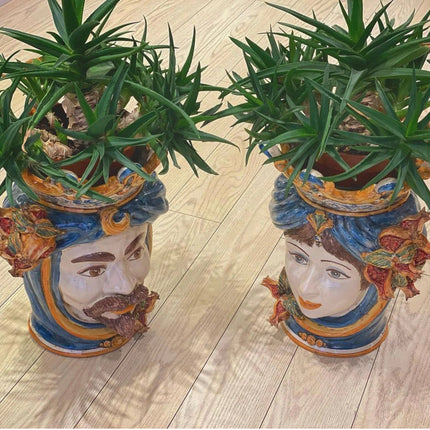 Testa di moro h 40 melograni blu e arancio femmina