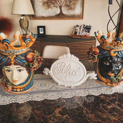 Testa di moro h 40 melograni blu e arancio femmina