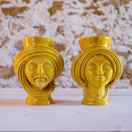 Testa di Moro Uomo H 30 Senape - Ceramica Monocromatica Moderna