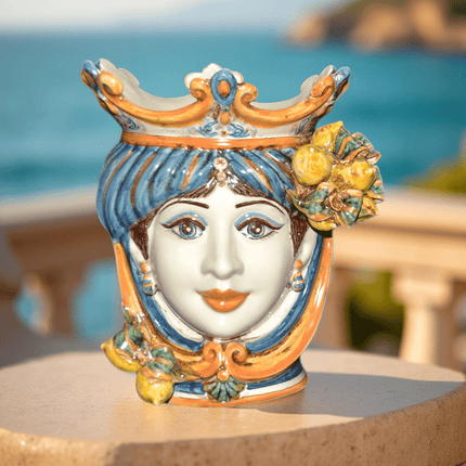 Testa h 25 cm limoni blu e arancio femmina