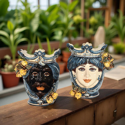 Testa h 25 con limoni mono blu maschio moro