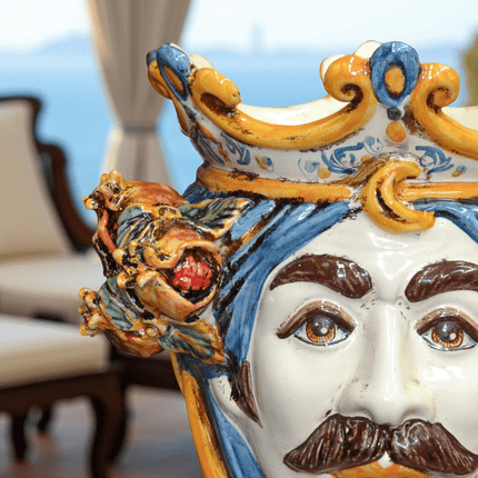 Testa h 25 melograni blu e arancio maschio bianco