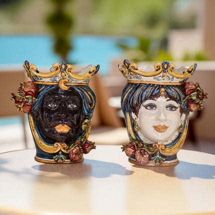 Testa h 25 melograni blu e arancio maschio moro