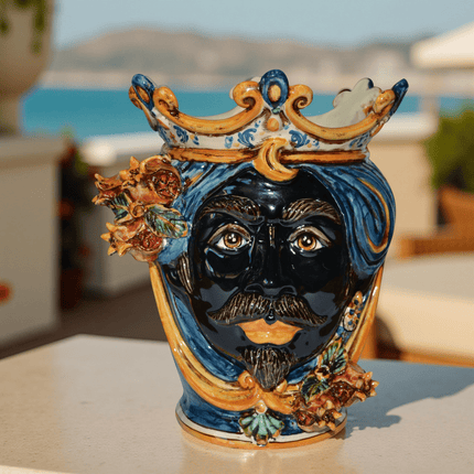 Testa h 25 melograni blu e arancio maschio moro