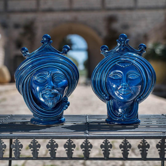 Testa h 30 Blu Intenso Donna - Teste di moro moderne Sofia Ceramiche