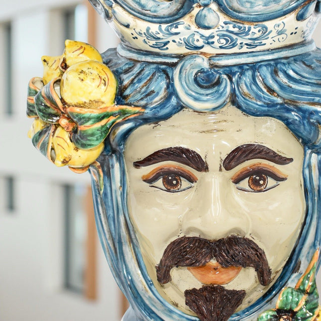 Testa h 40 con limoni mono blu maschio bianco