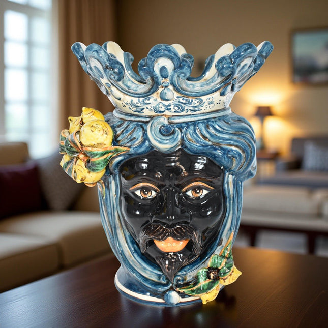 Testa h 40 con limoni mono blu maschio moro