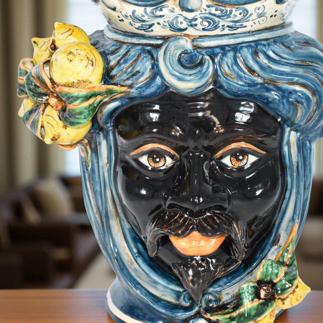 Testa h 40 con limoni mono blu maschio moro