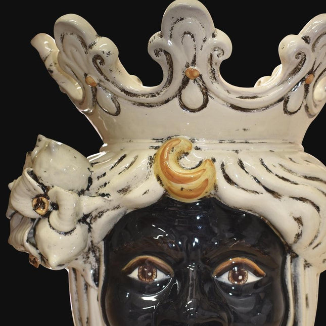 Testa h 40 limoni avorio maschio moro - Ceramiche di Caltagirone