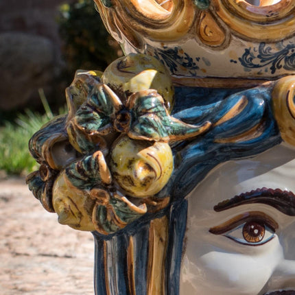 Testa h 40 limoni blu e arancio maschio bianco