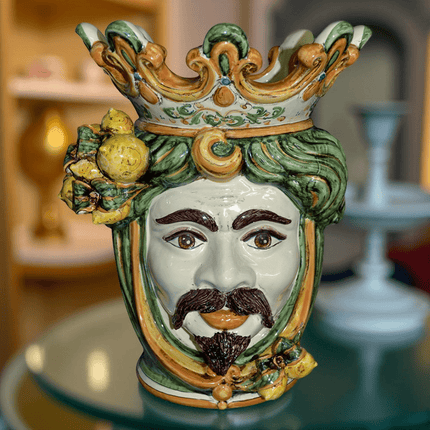 Testa h 40 limoni verde/arancio maschio bianco