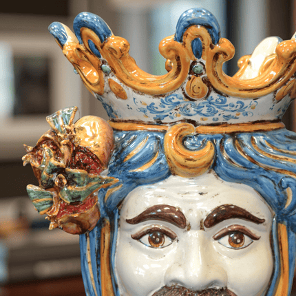 Testa h 40 melograni blu e arancio maschio bianco