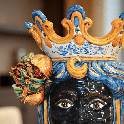 Testa h 40 melograni blu e arancio maschio moro