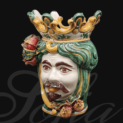 Testa h 40 melograno verde/arancio maschio bianco