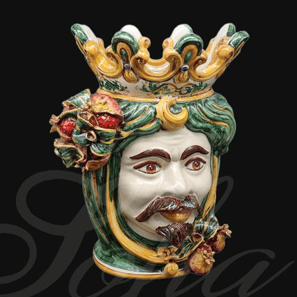 Testa h 40 melograno verde/arancio maschio bianco