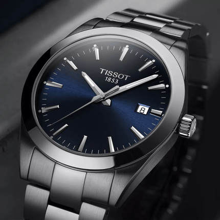 Tissot Gentleman T127.410.11.041.00 – Orologio uomo quarzo svizzero, quadrante blu, vetro zaffiro, cassa acciaio 40 mm