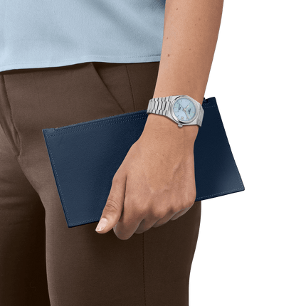 Tissot PRX 35mm – Orologio Automatico Swiss Made, Quadrante Azzurro Ghiaccio, Acciaio, Ref. T137.207.11.351.00