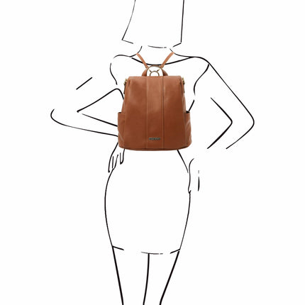 TL Bag - Soft leather backpack - convertible 2 - in - 1 backpack shoulder bag | TL142138