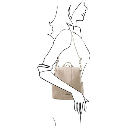 TL Bag - Soft leather backpack - convertible 2 - in - 1 backpack shoulder bag | TL142138