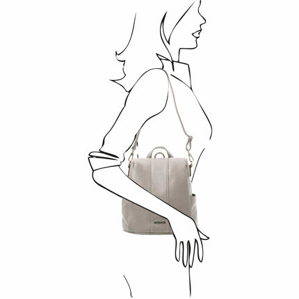 TL Bag - Soft leather backpack - convertible 2 - in - 1 backpack shoulder bag | TL142138