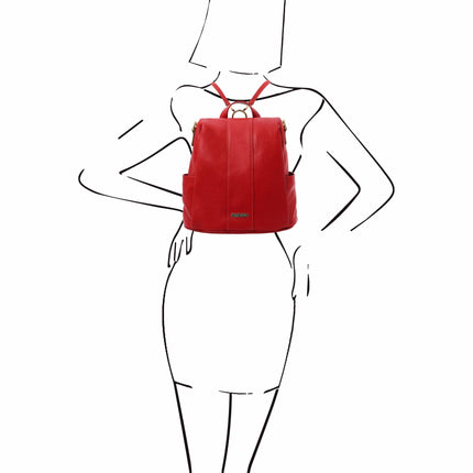 TL Bag - Soft leather backpack - convertible 2 - in - 1 backpack shoulder bag | TL142138