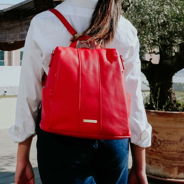 TL Bag - Soft leather backpack - convertible 2 - in - 1 backpack shoulder bag | TL142138