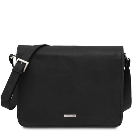 TL Messenger - Two compartment matte leather shoulder bag - Large size | TL142430