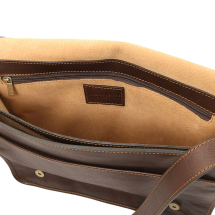 TL Messenger - Two compartment matte leather shoulder bag - Large size | TL142430