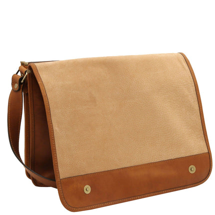 TL Messenger - Two compartment matte leather shoulder bag - Large size | TL142430