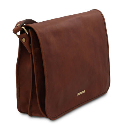 TL Messenger - Two compartment matte leather shoulder bag - Large size | TL142430