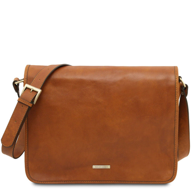 TL Messenger - Two compartment matte leather shoulder bag - Large size | TL142430