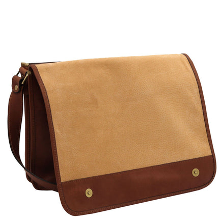 TL Messenger - Two compartment matte leather shoulder bag - Large size | TL142430