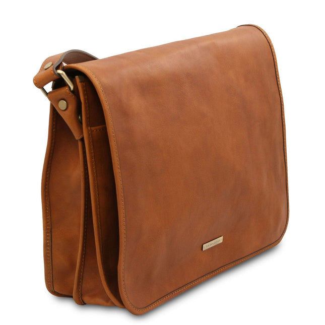 TL Messenger - Two compartment matte leather shoulder bag - Large size | TL142430