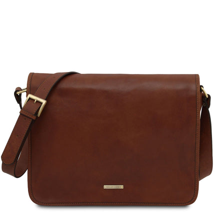 TL Messenger - Two compartment matte leather shoulder bag - Large size | TL142430