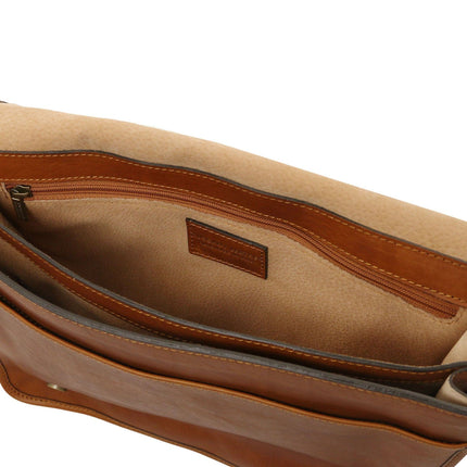 TL Messenger - Two compartment matte leather shoulder bag - Large size | TL142430