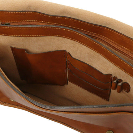 TL Messenger - Two compartment matte leather shoulder bag - Large size | TL142430