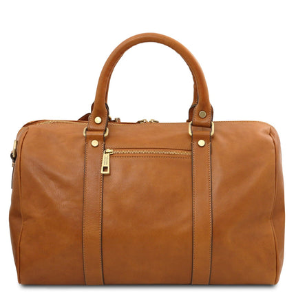 TL Voyager - Travel leather duffle bag with pocket on the back side in matte leather - Small size | TL141250
