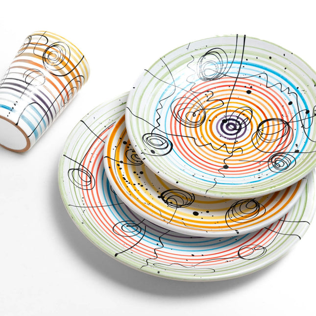 Tris Piatti Cerchi Istintismo con Bicchiere