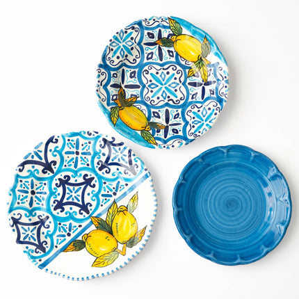 Tris Piatti Maiolicato Azzurro