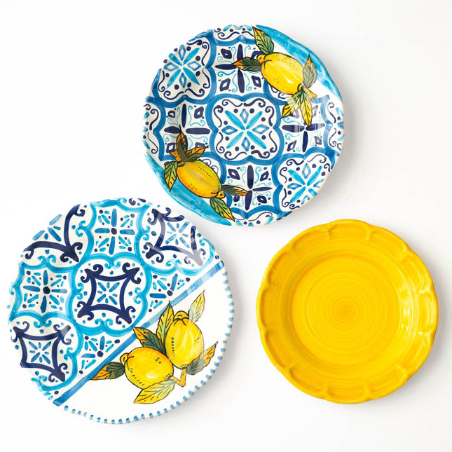 Tris Piatti Maiolicato Azzurro