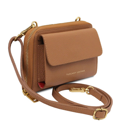 Urania - Leather phone wallet with strap | TL142433