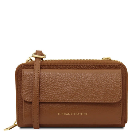 Urania - Leather phone wallet with strap | TL142433