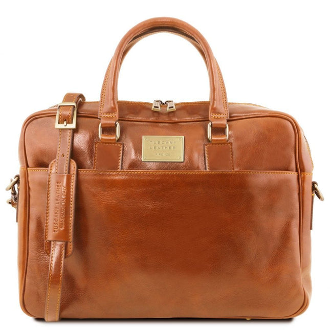 Urbino - Leather laptop briefcase 2 compartments with front pocket | TL141894