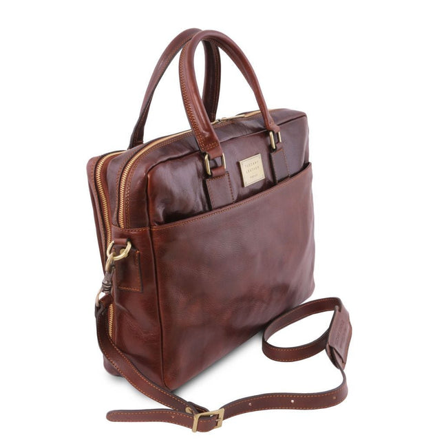 Urbino - Leather laptop briefcase 2 compartments with front pocket | TL141894