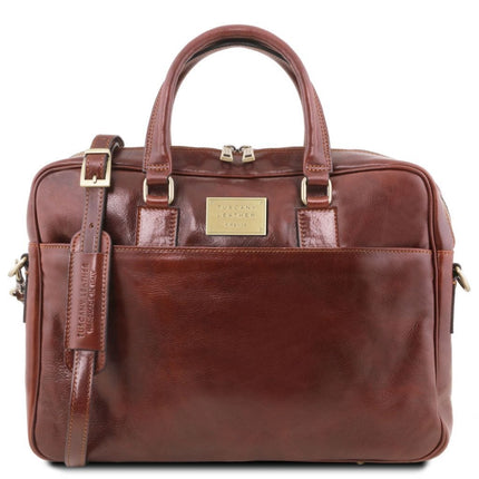 Urbino - Leather laptop briefcase with front pocket | TL141241