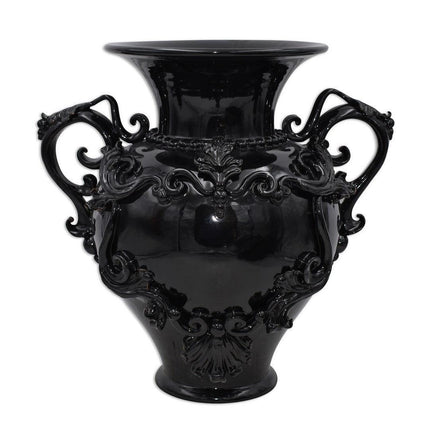 Vaso anfora h 40 c/greca rilievo black line - Ceramica di Caltagirone Sofia