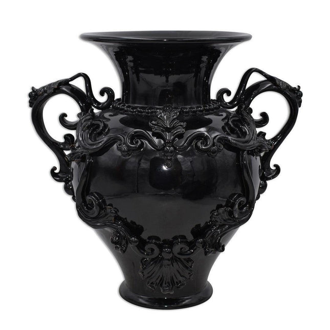 Vaso anfora h 40 c/greca rilievo black line - Ceramica di Caltagirone Sofia