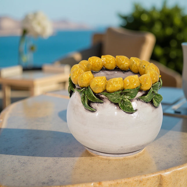 Vaso h 16 con Limoni di Sicilia madreperla colorato