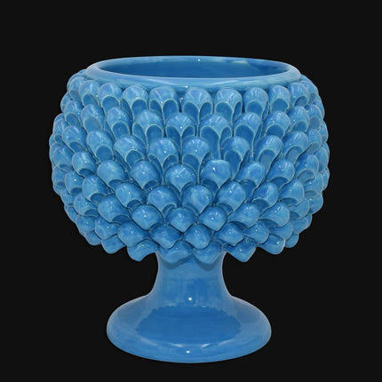 Vaso mezza pigna turchese in ceramica di Caltagirone
