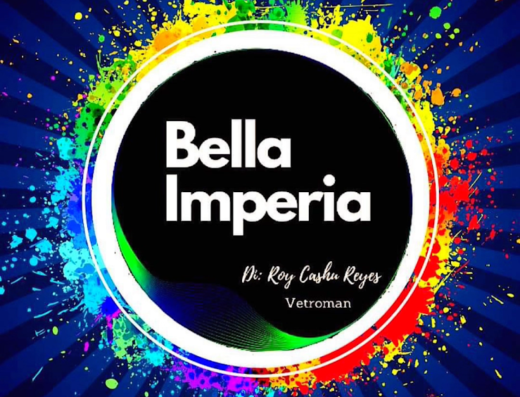 Bella Imperia Impresa di pulizie logo con sfondo astratto blu e cerchio colorato, servizi professionali di pulizia